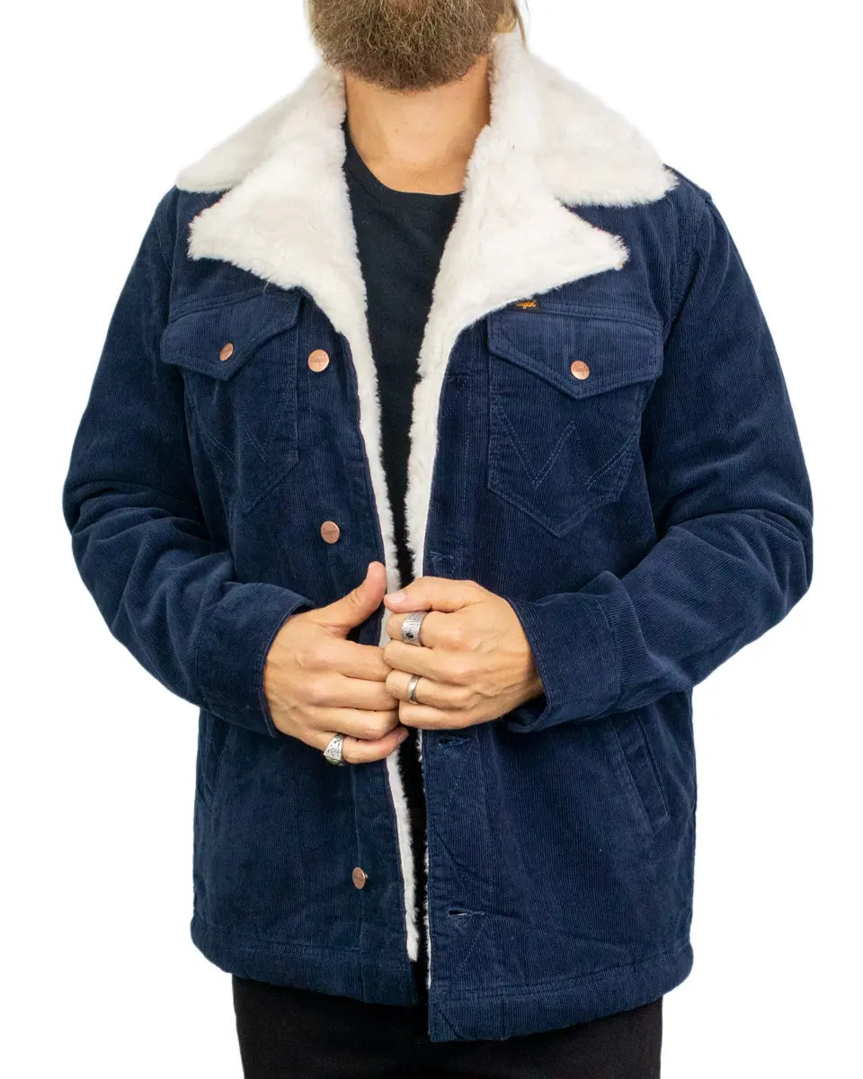 Wrangler Wrange Coat manchesterjacka i mörkblått, framsida