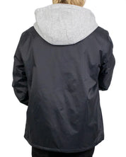 Vans Torrey Hooded Coaches Jacket i svart, baksida med grå huva
