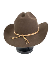 Stetson westernhatt i brun ullfilt, baksida med knutet hattband