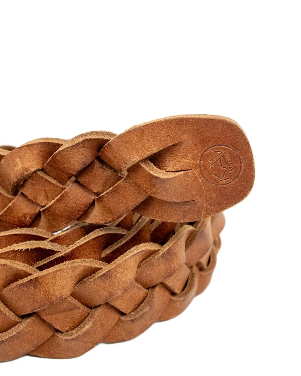 Kav - Läderbälte Flätat - Vejler - Brun - jhstore.se