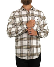 Lee - Rutig Flanellskjorta med Tryckknappar - Clean Western Shirt - Vit - jhstore.se