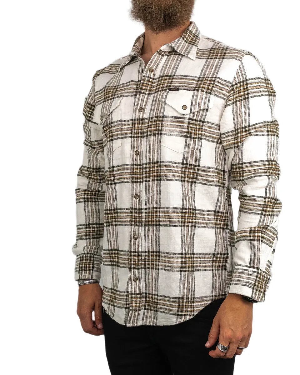 Lee - Rutig Flanellskjorta med Tryckknappar - Clean Western Shirt - Vit - jhstore.se