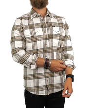Lee - Rutig Flanellskjorta med Tryckknappar - Clean Western Shirt - Vit - jhstore.se