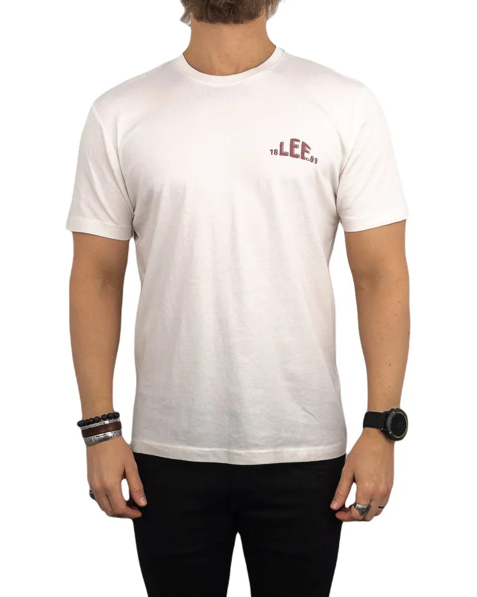 Lee - T-Shirt - Ryggtryck logga - Original Denim - Off White - jhstore.se
