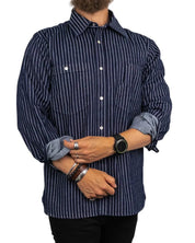 Pike Brothers - 1937 Randig Skjorta - Roamer Shirt - Blå - jhstore.se