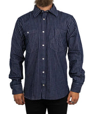 Pike Brothers - 1937 Randig Skjorta - Roamer Shirt - Blå - jhstore.se