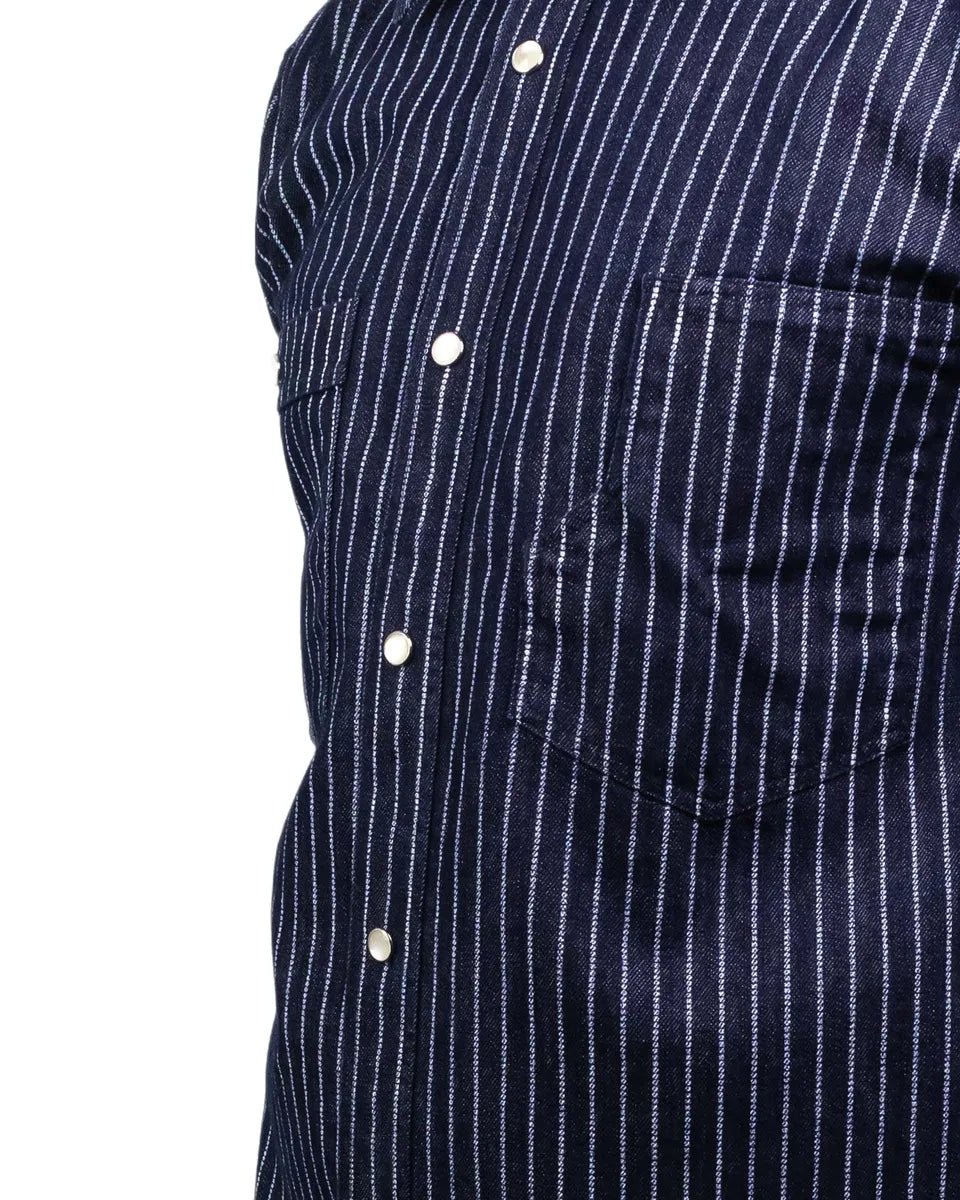 Pike Brothers - 1937 Randig Skjorta - Roamer Shirt - Blå - jhstore.se