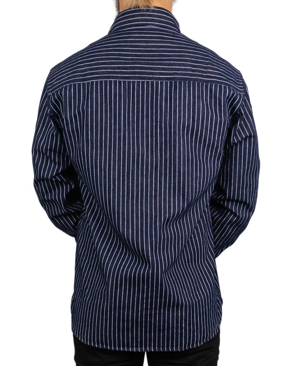 Pike Brothers - 1937 Randig Skjorta - Roamer Shirt - Blå - jhstore.se