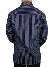 Pike Brothers - 1937 Randig Skjorta - Roamer Shirt - Blå - jhstore.se