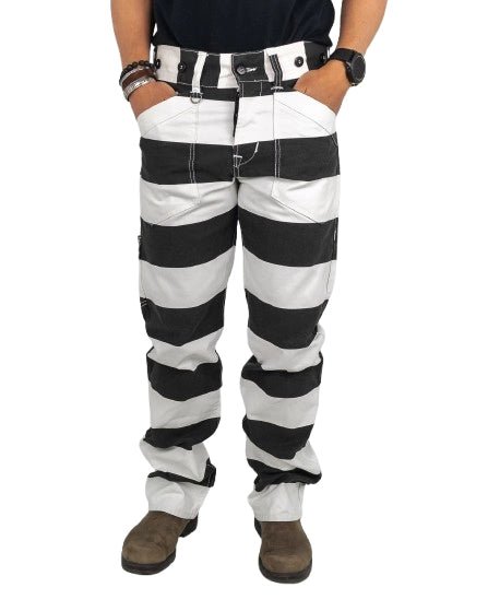 Pike Brothers - Canvas Byxor Randiga - 1936 Chopper Pant Alcatraz - Vit/Svart - jhstore.se