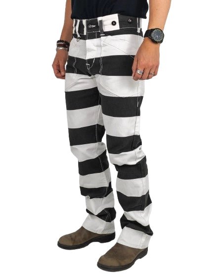 Pike Brothers - Canvas Byxor Randiga - 1936 Chopper Pant Alcatraz - Vit/Svart - jhstore.se