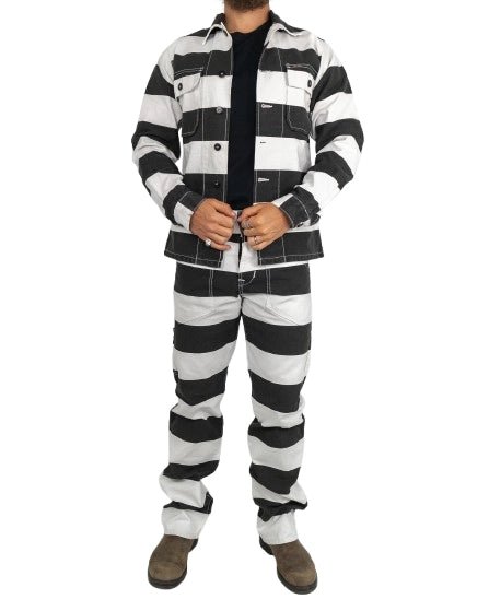 Pike Brothers - Canvas Byxor Randiga - 1936 Chopper Pant Alcatraz - Vit/Svart - jhstore.se