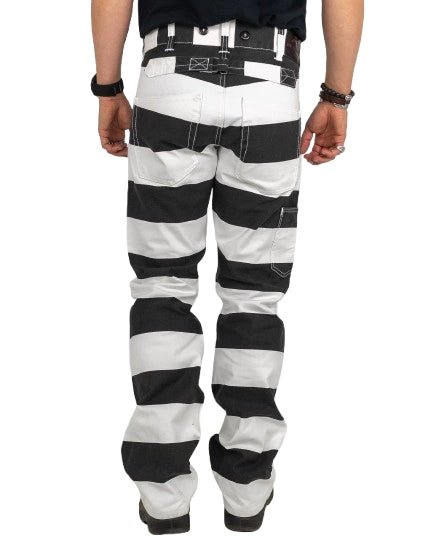 Pike Brothers - Canvas Byxor Randiga - 1936 Chopper Pant Alcatraz - Vit/Svart - jhstore.se