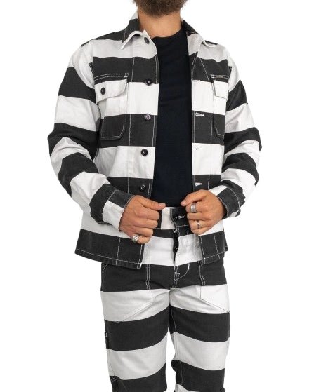 Pike Brothers - Canvas Jacka Randig - 1962 OG - 107 Alcatraz - Vit/Svart - jhstore.se