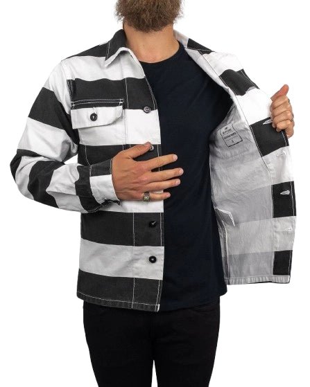 Pike Brothers - Canvas Jacka Randig - 1962 OG - 107 Alcatraz - Vit/Svart - jhstore.se