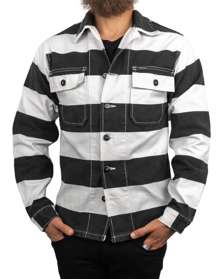 Pike Brothers - Canvas Jacka Randig - 1962 OG - 107 Alcatraz - Vit/Svart - jhstore.se