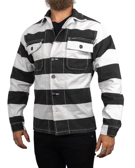 Pike Brothers - Canvas Jacka Randig - 1962 OG - 107 Alcatraz - Vit/Svart - jhstore.se