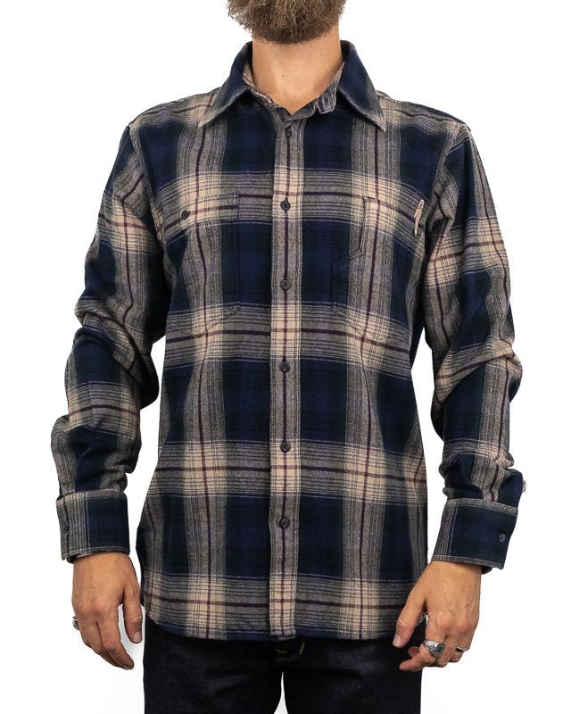 Pike Brothers - Flanellskjorta - 1937 Roamer - Blå/Beige - jhstore.se