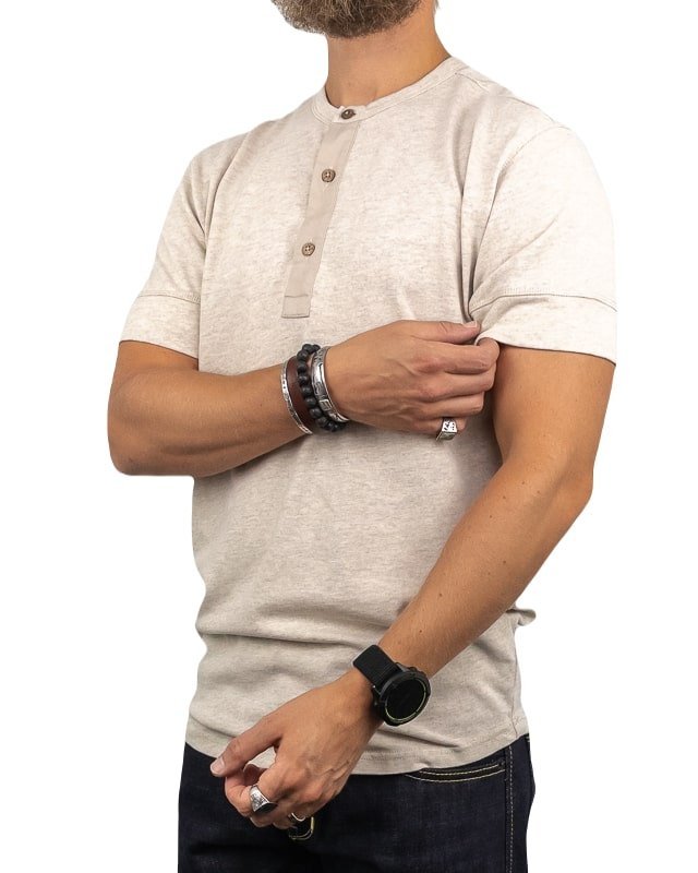 Pike Brothers - Kortärmad Henley - 1927 - Natur - jhstore.se