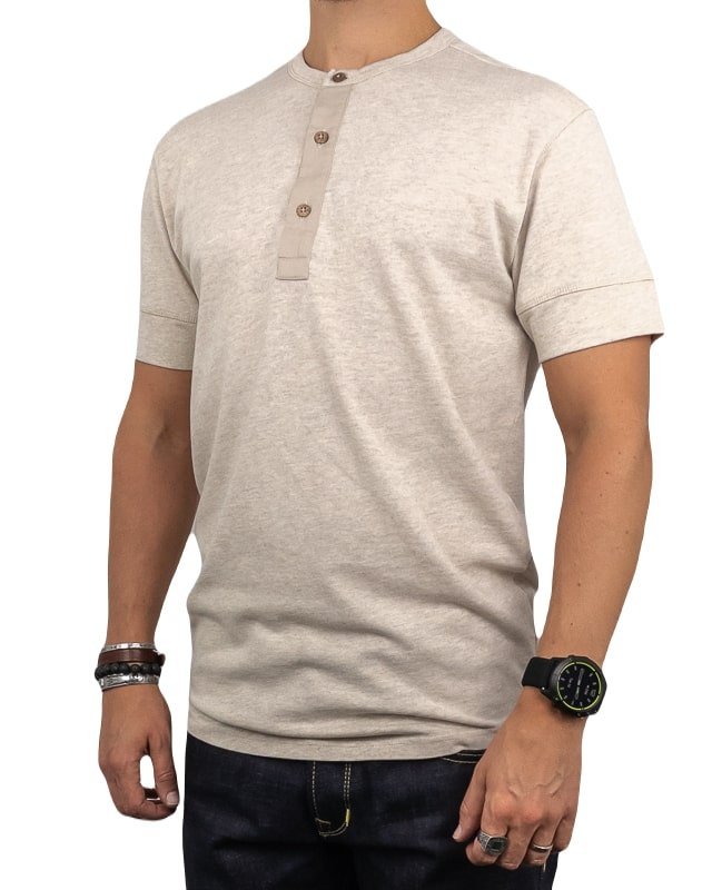 Pike Brothers - Kortärmad Henley - 1927 - Natur - jhstore.se