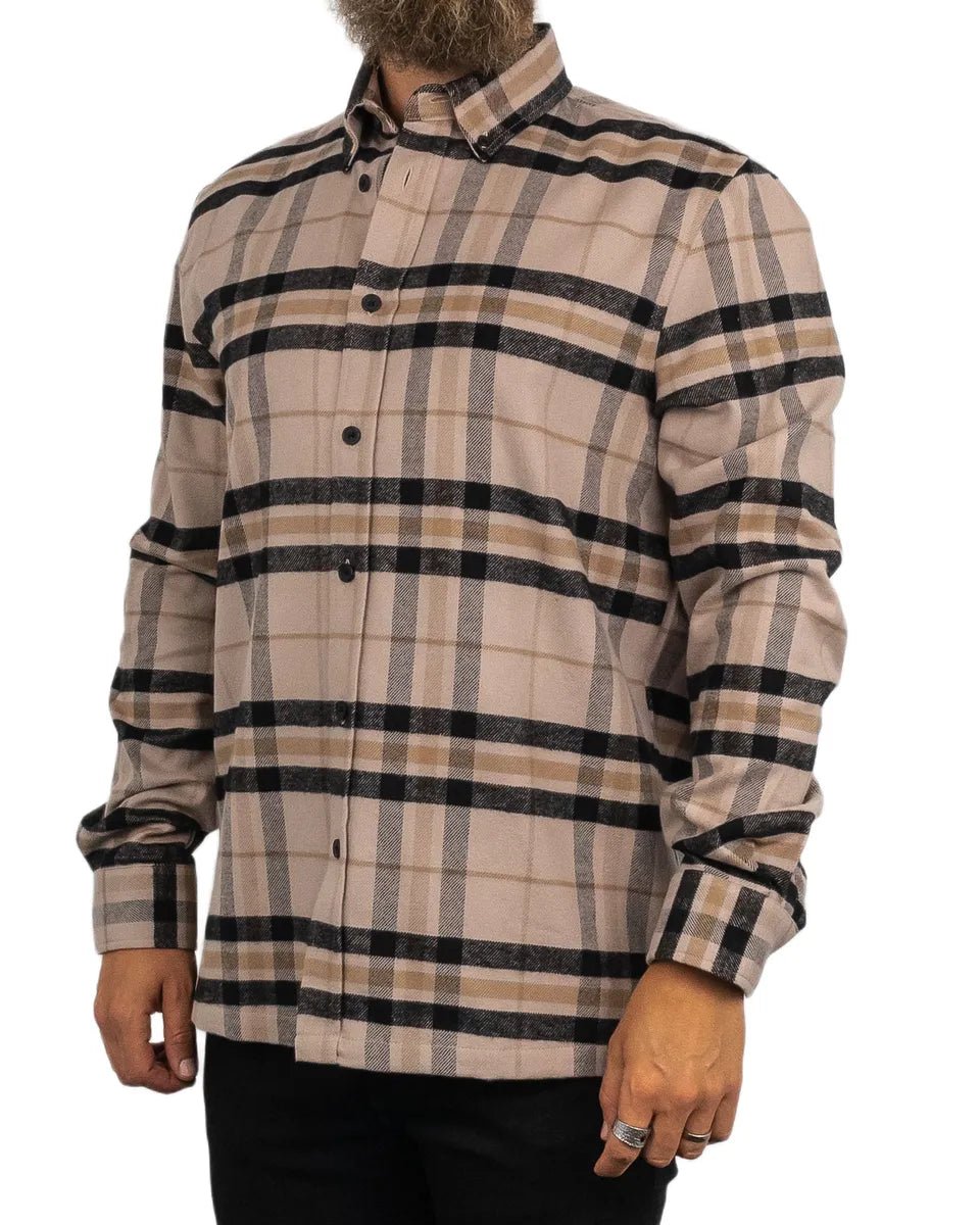 Resteröds - Flanellskjorta Randig - Woody - Beige - jhstore.se