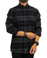 Resteröds - Flannel Shirt Striped - Woody - Black