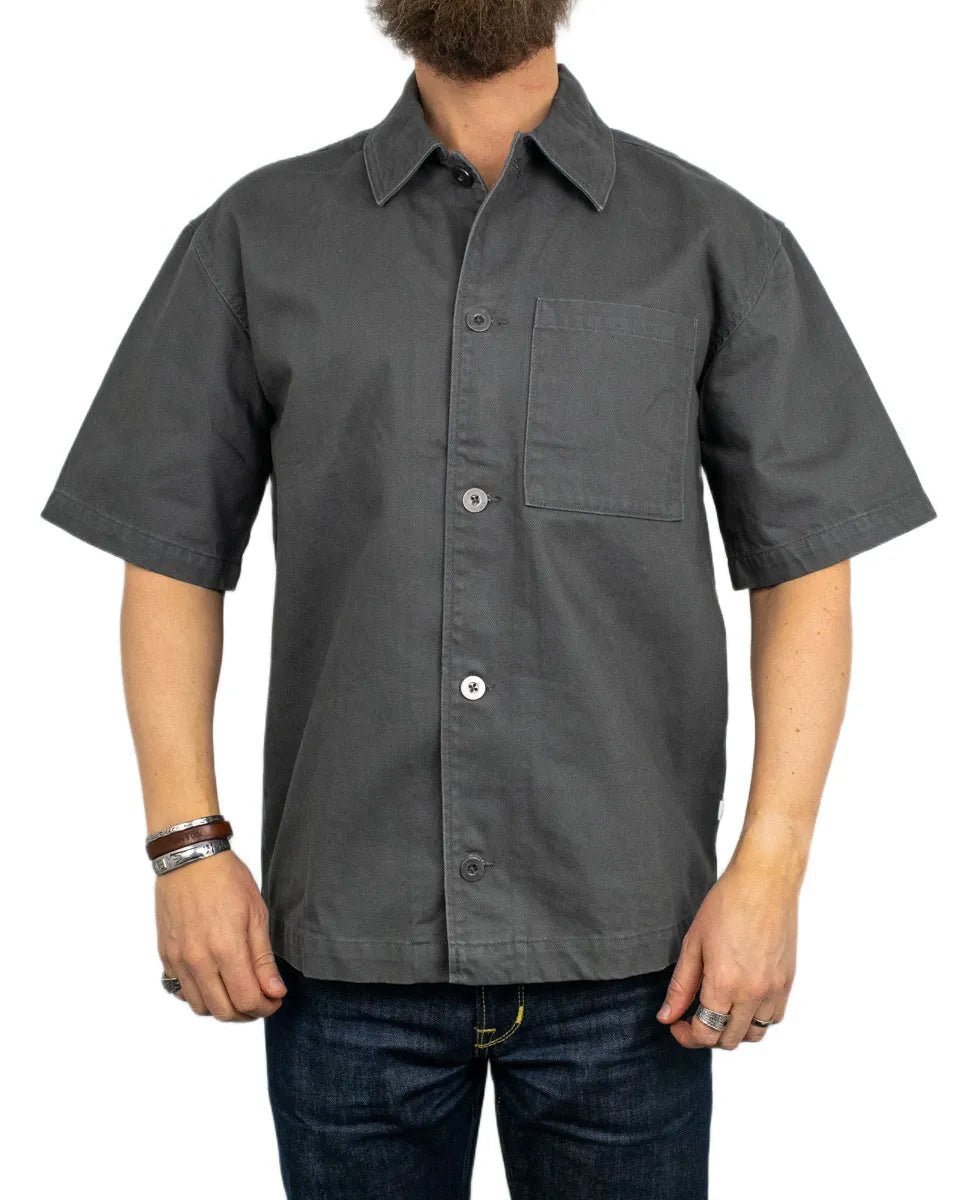 Resteröds - Kortärmad Canvas Skjorta - Noah - Grå - jhstore.se