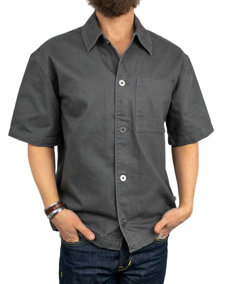 Resteröds - Kortärmad Canvas Skjorta - Noah - Grå - jhstore.se