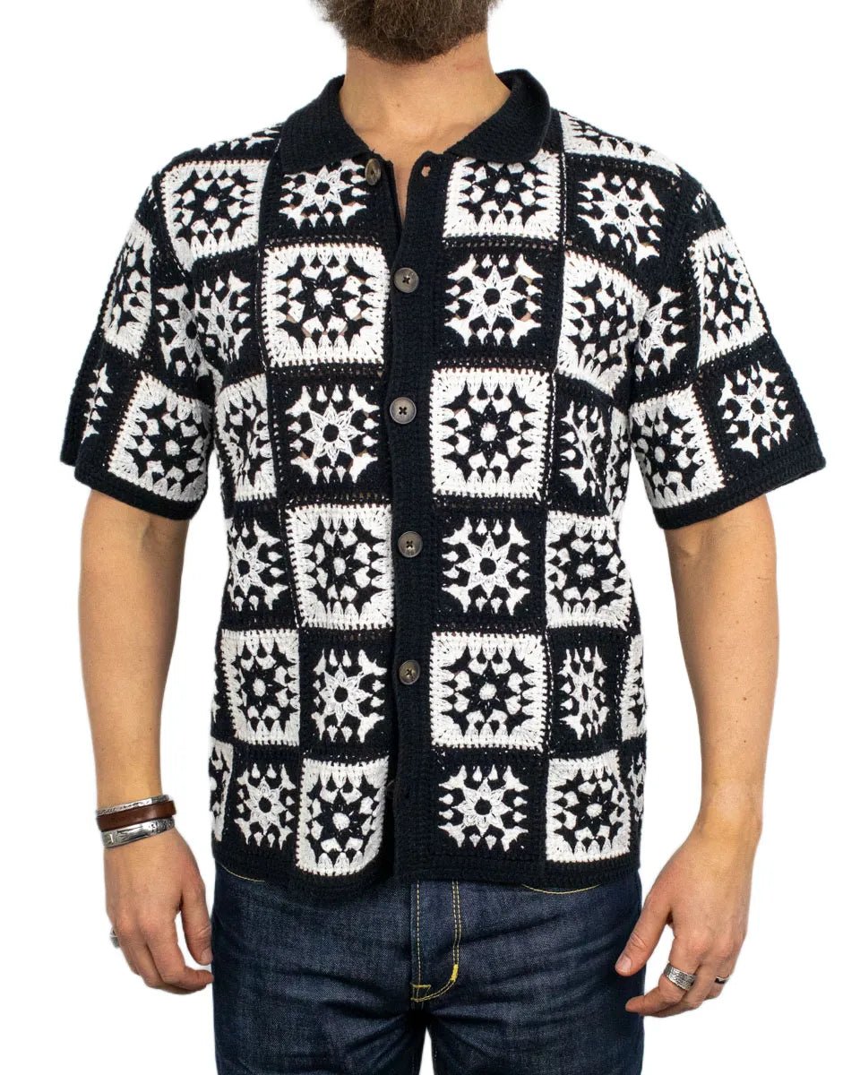 Resteröds - Kortärmad Virkad Skjorta - Leon - Svart/Vit - jhstore.se