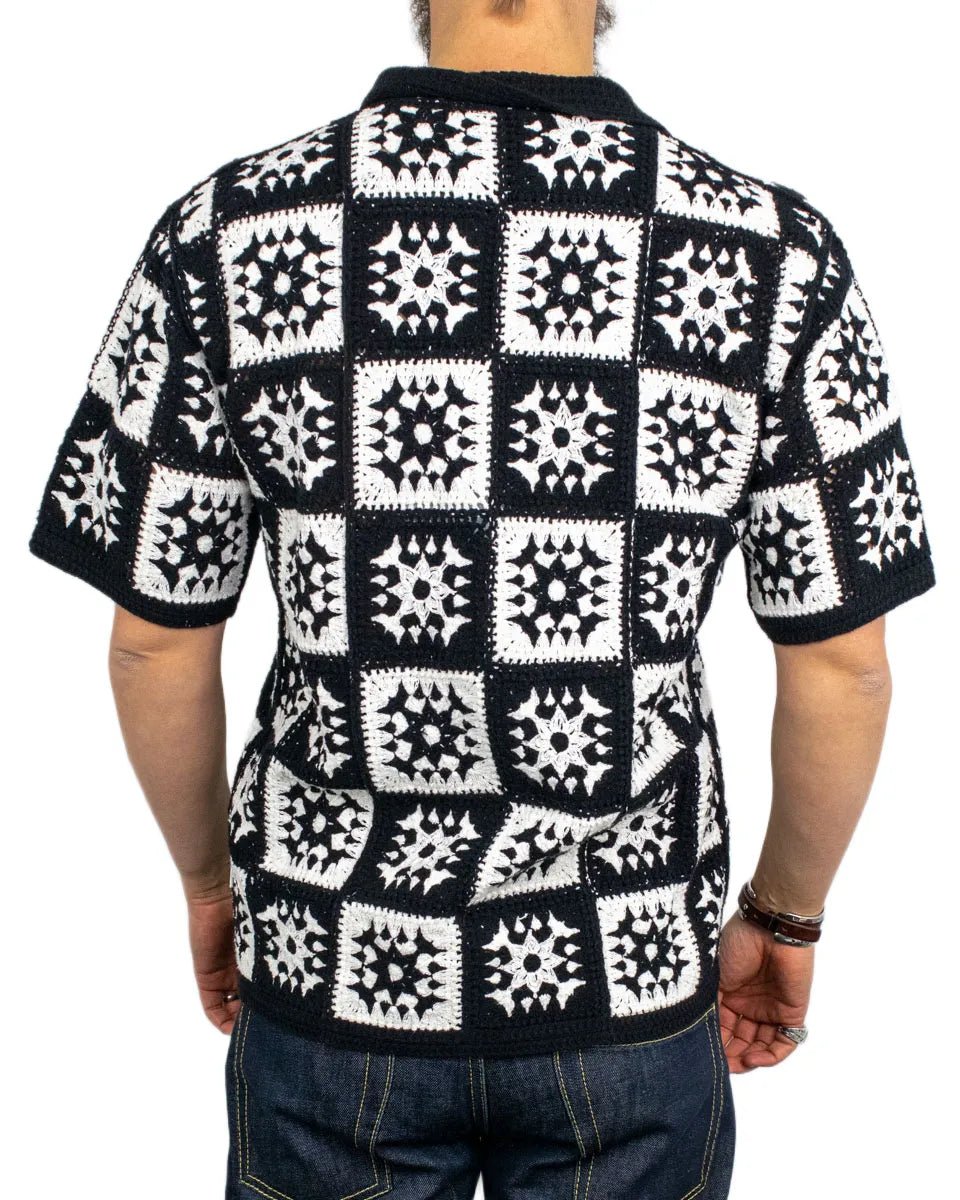 Resteröds - Kortärmad Virkad Skjorta - Leon - Svart/Vit - jhstore.se