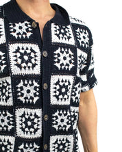 Resteröds - Kortärmad Virkad Skjorta - Leon - Svart/Vit - jhstore.se