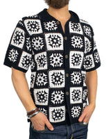 Resteröds - Short Sleeve Crochet Shirt - Leon - Black/White