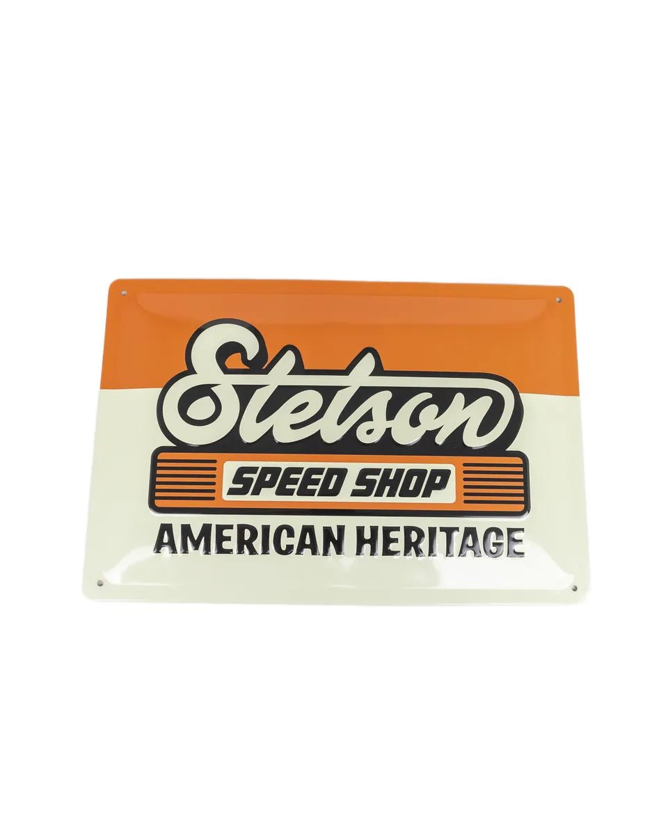 Stetson - Metallskylt - Speed Shop - Vit/Orange - jhstore.se