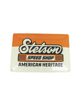 Stetson - Metallskylt - Speed Shop - Vit/Orange