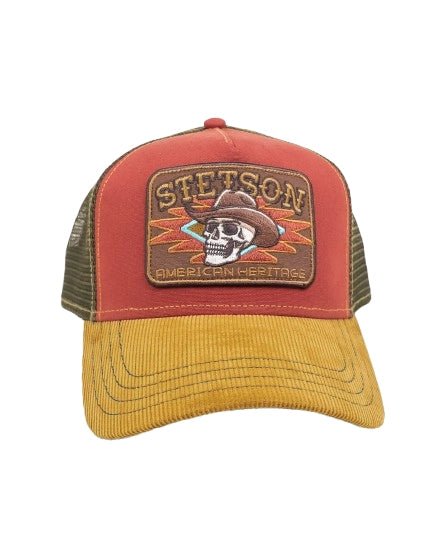 Stetson - Trucker Keps Skull med Manchester Skärm - Brun/Röd - jhstore.se