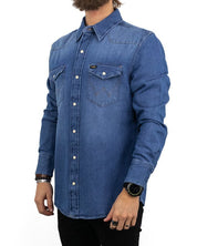Wrangler - Denimskjorta Tvättad Blå - 27MW Icon - jhstore.se