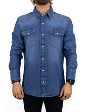 Wrangler - Denimskjorta Tvättad Blå - 27MW Icon - jhstore.se