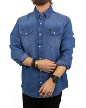 Wrangler - Denimskjorta Tvättad Blå - 27MW Icon - jhstore.se