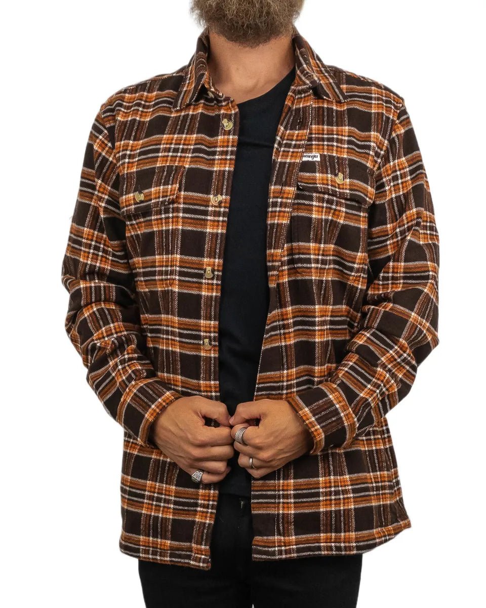 Wrangler - Flanell Skjorta Rutig - Heavyweight Overshirt - Brun - jhstore.se