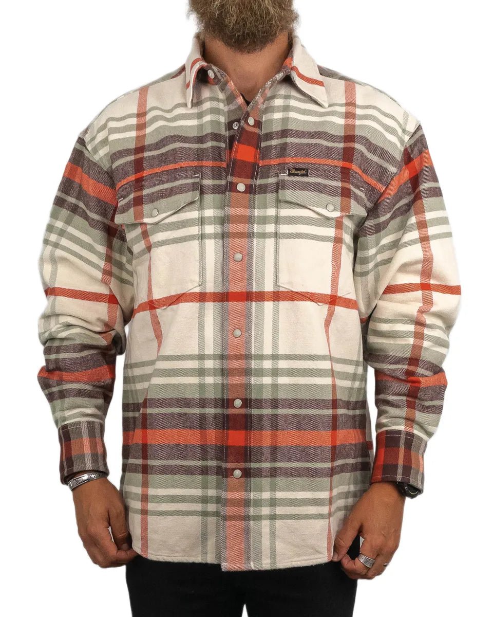 Wrangler - Flanell Skjorta Rutig - Heavyweight Overshirt - Vit - jhstore.se