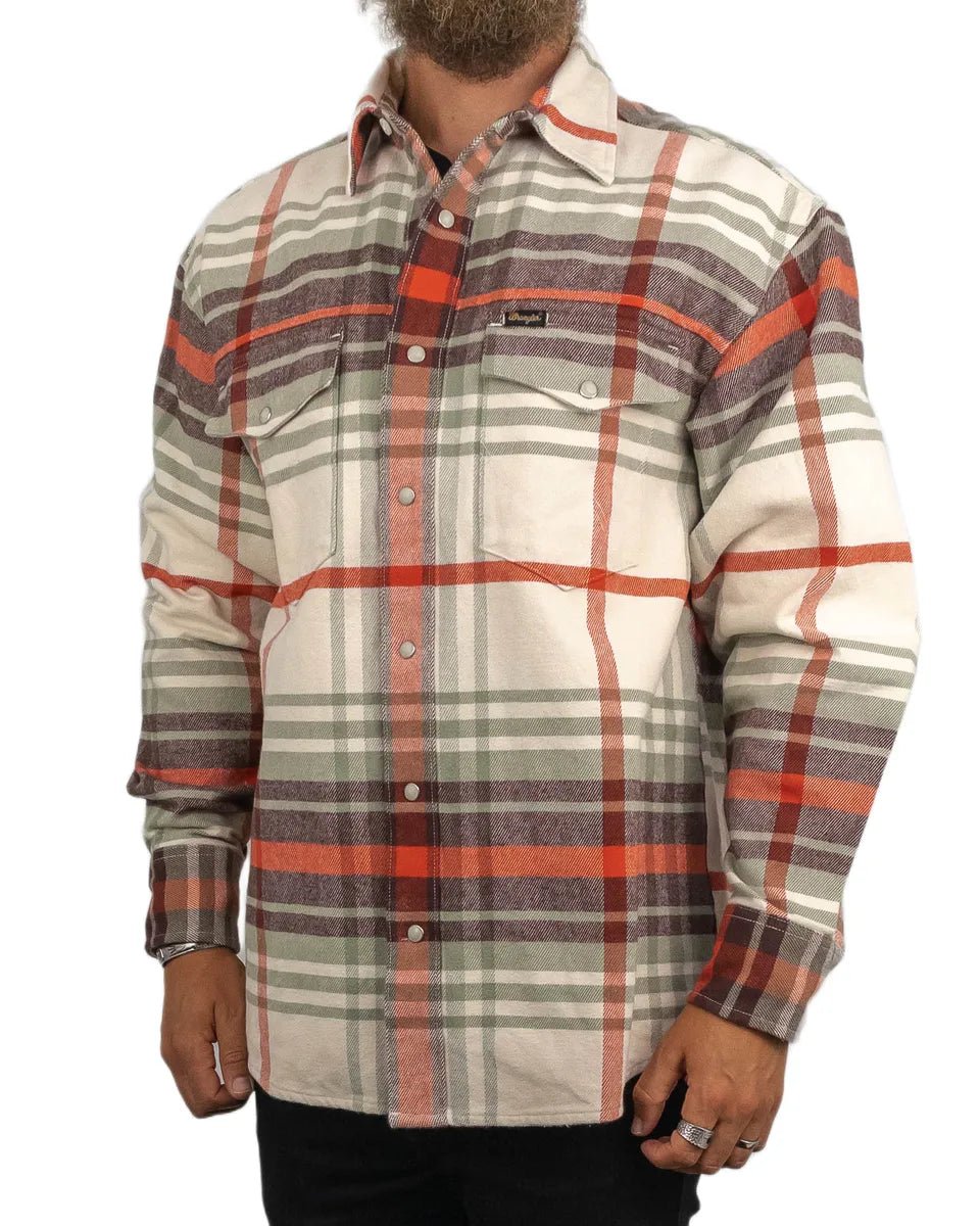 Wrangler - Flanell Skjorta Rutig - Heavyweight Overshirt - Vit - jhstore.se
