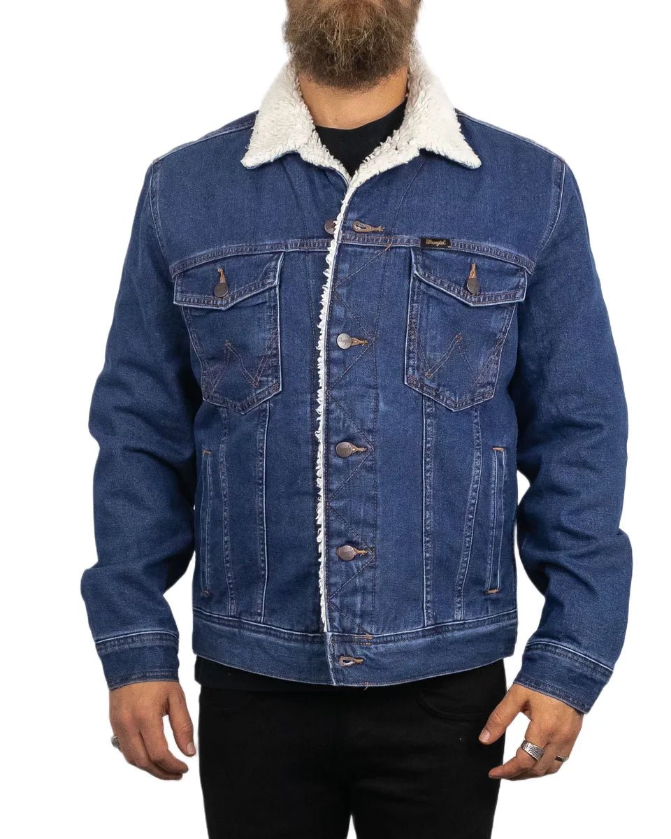 Wrangler Jeansjacka Sherpa Fodrad - Blå - jhstore.se