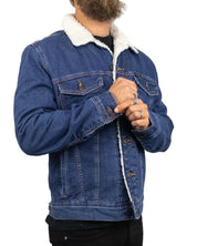 Wrangler Jeansjacka Sherpa Fodrad - Blå - jhstore.se