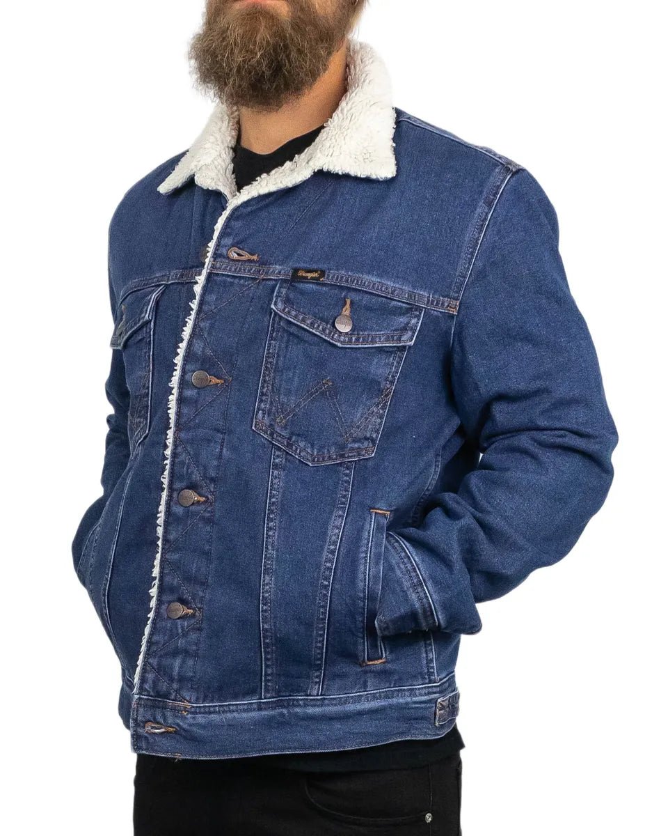 Wrangler Jeansjacka Sherpa Fodrad - Blå - jhstore.se
