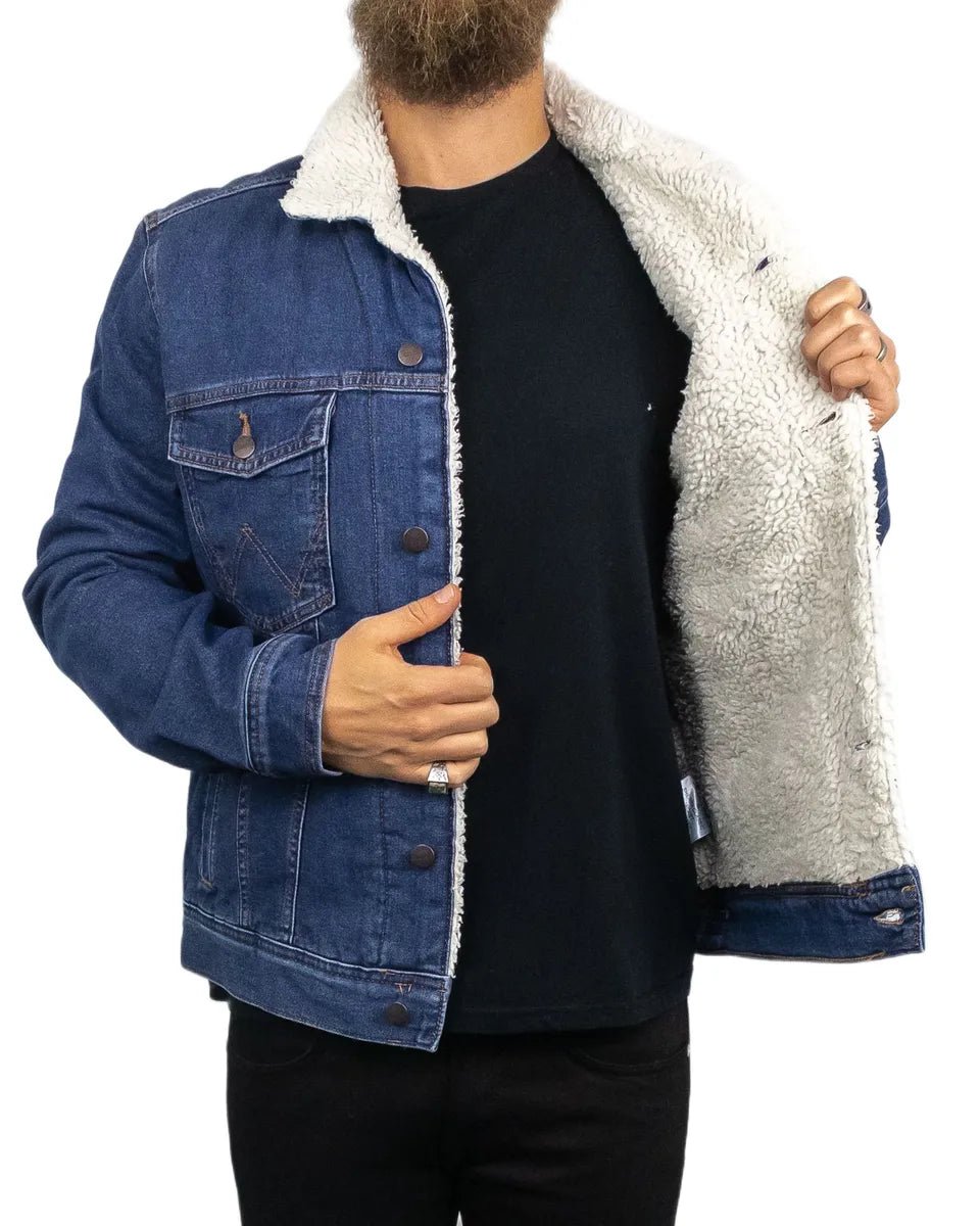 Wrangler Jeansjacka Sherpa Fodrad - Blå - jhstore.se