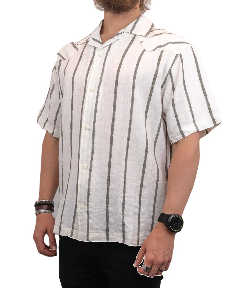 Wrangler - Kortärmad Skjorta Randig - Resort - Off White - jhstore.se