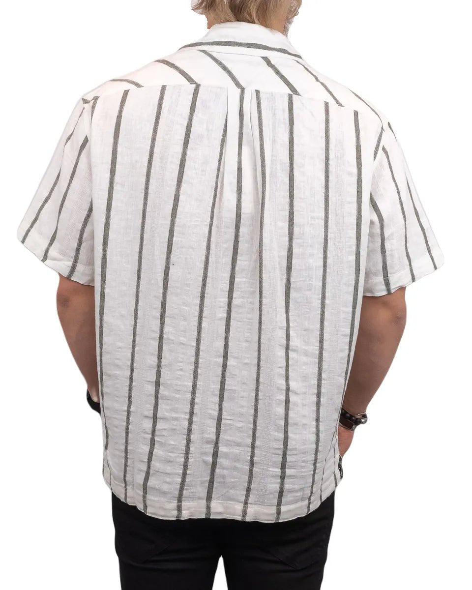 Wrangler - Kortärmad Skjorta Randig - Resort - Off White - jhstore.se