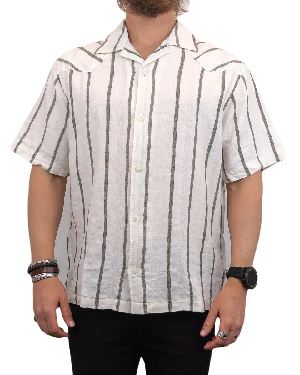 Wrangler - Kortärmad Skjorta Randig - Resort - Off White - jhstore.se