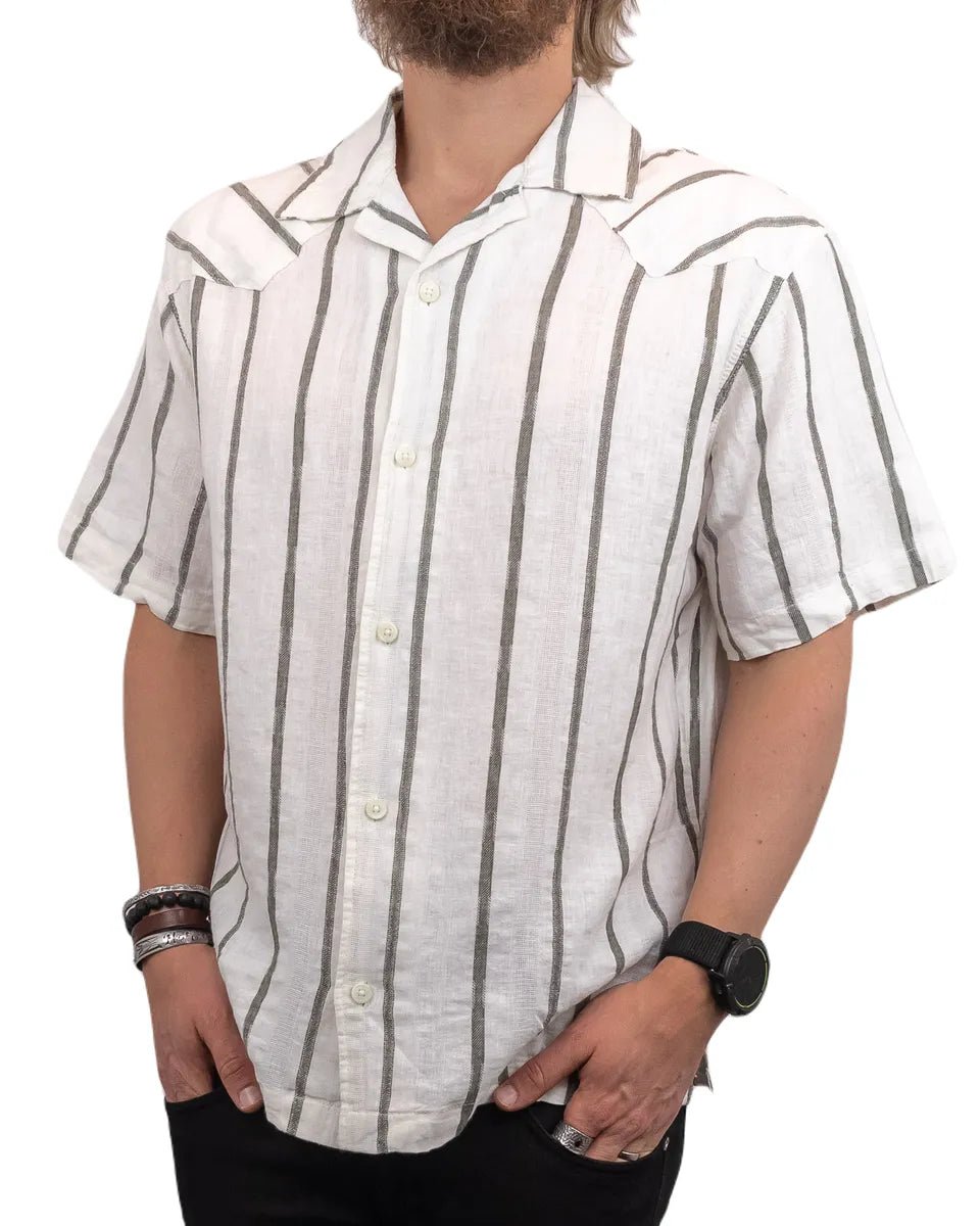 Wrangler - Kortärmad Skjorta Randig - Resort - Off White - jhstore.se