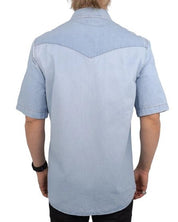 Wrangler - Kortärmad Western Denimskjorta - Ljusblå - jhstore.se